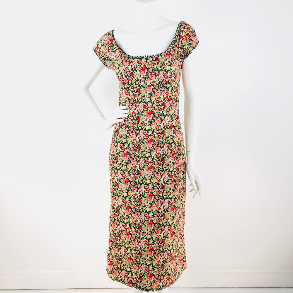 Betsey Johnson Dress 90's Vintage Floral Goth M